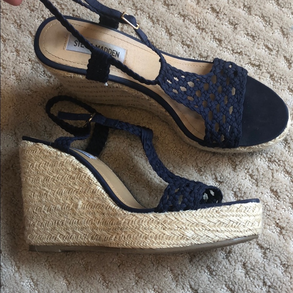 Steve Madden Navy Blue 4” Heel Wedges